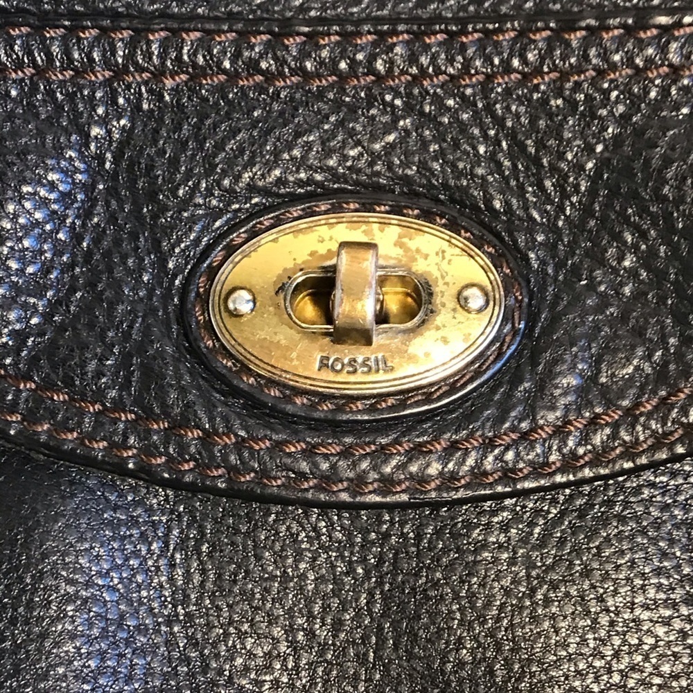 Vintage Fossil Crossbody Bag Black Leather - Picture 2 of 11